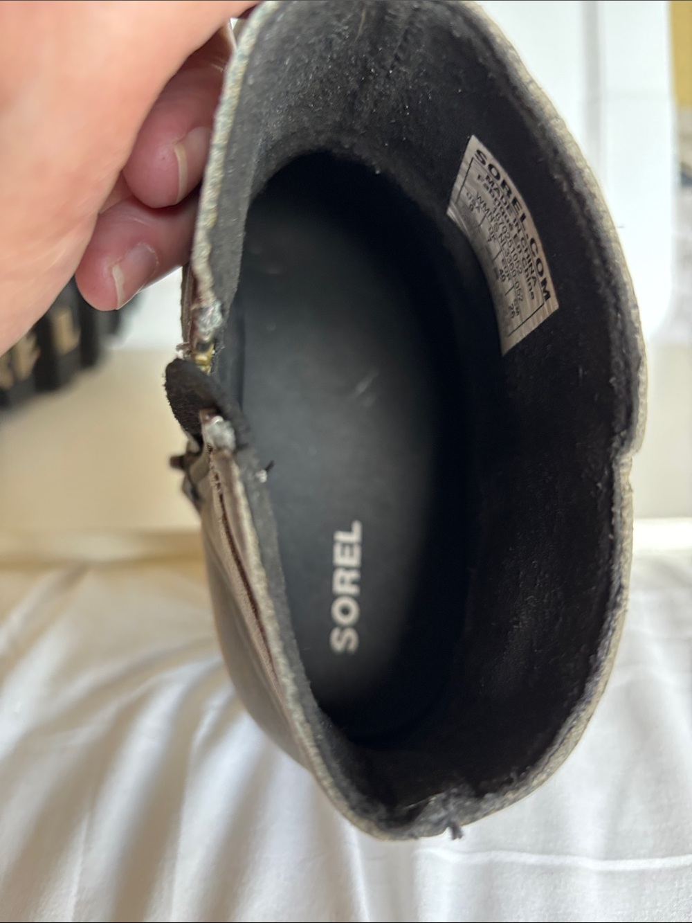 Sorel Joan of Arctic Grey Leather Ankle Boots with Side Zip Size 9 - Picture 10 of 11